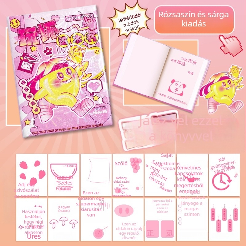 Relaxációs jegyzetfüzet, 176 oldal, ragasztott kötés, papírborító, kawaii japán/koreai stílus