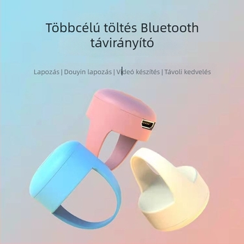 Bluetooth ujjgyűrű szelfikhez, modell ZL-01, Bluetooth 4.0, ABS + szilikagél, tömeg kb. 4 g