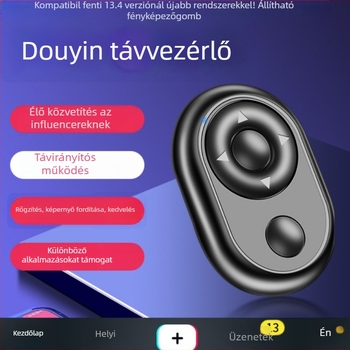 Telefon Bluetooth távirányító – Selfie, videó megtekintés, oldalak görgetése, lájkok vezérlése, zár; Bluetooth 4.0, ABS anyag, 10 g