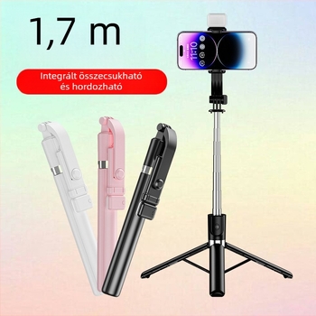 Bluetoothos selfie bot távirányítóval, kézi stabilizátorral és padlóra álló tripoddal élő közvetítéshez