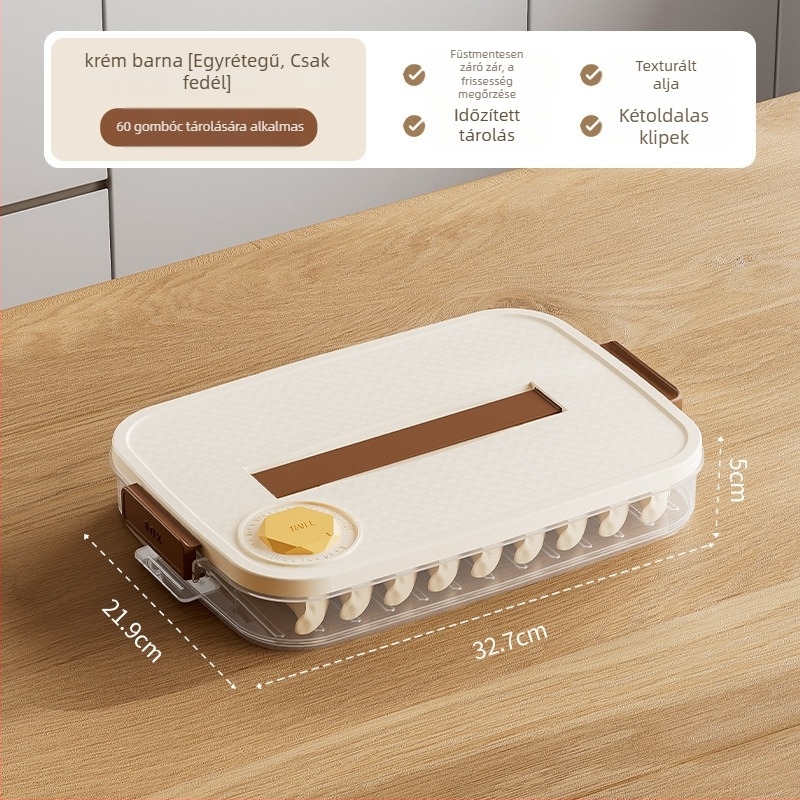 Dumpling tároló doboz - műanyag, egyszerű és modern stílus, fagyasztó/hűtő használatra, porciózás