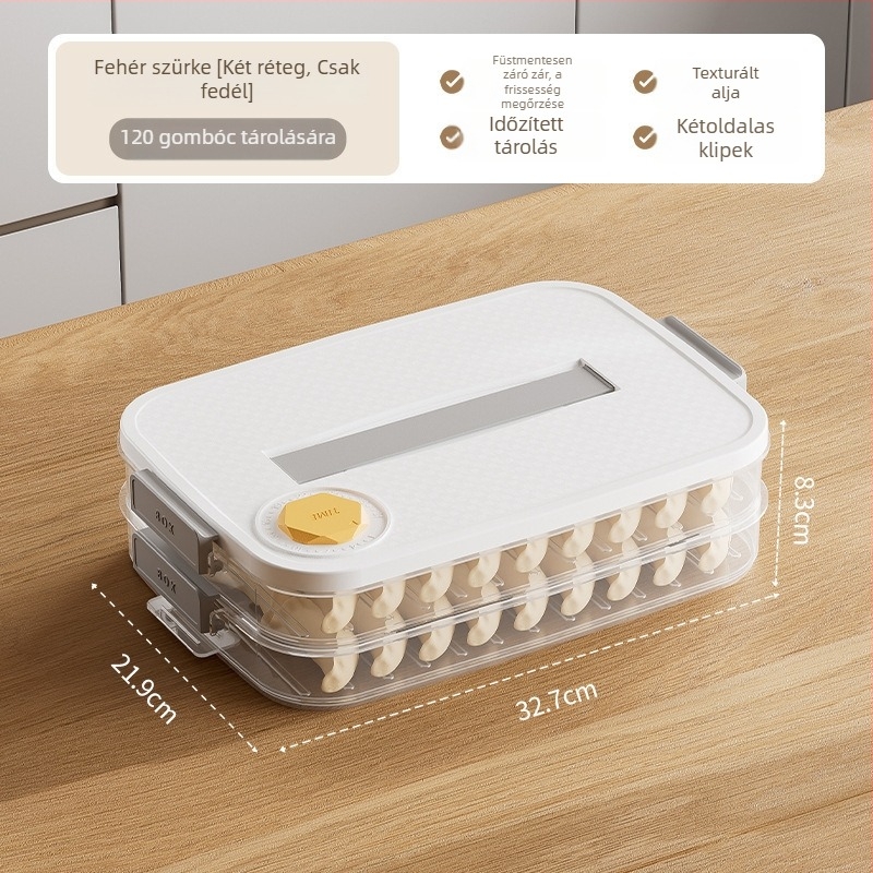 Dumpling tároló doboz - műanyag, egyszerű és modern stílus, fagyasztó/hűtő használatra, porciózás