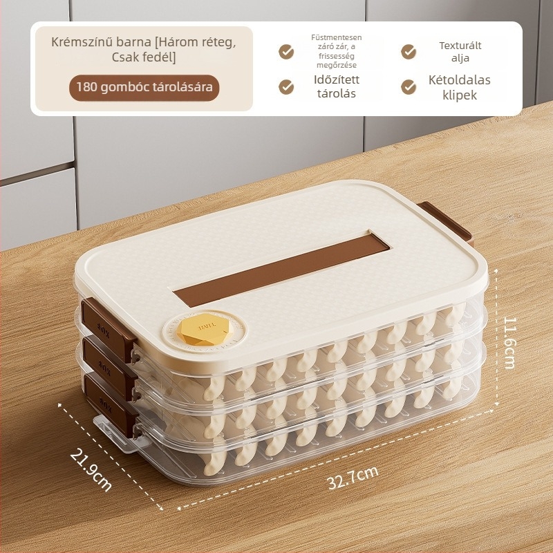 Dumpling tároló doboz - műanyag, egyszerű és modern stílus, fagyasztó/hűtő használatra, porciózás