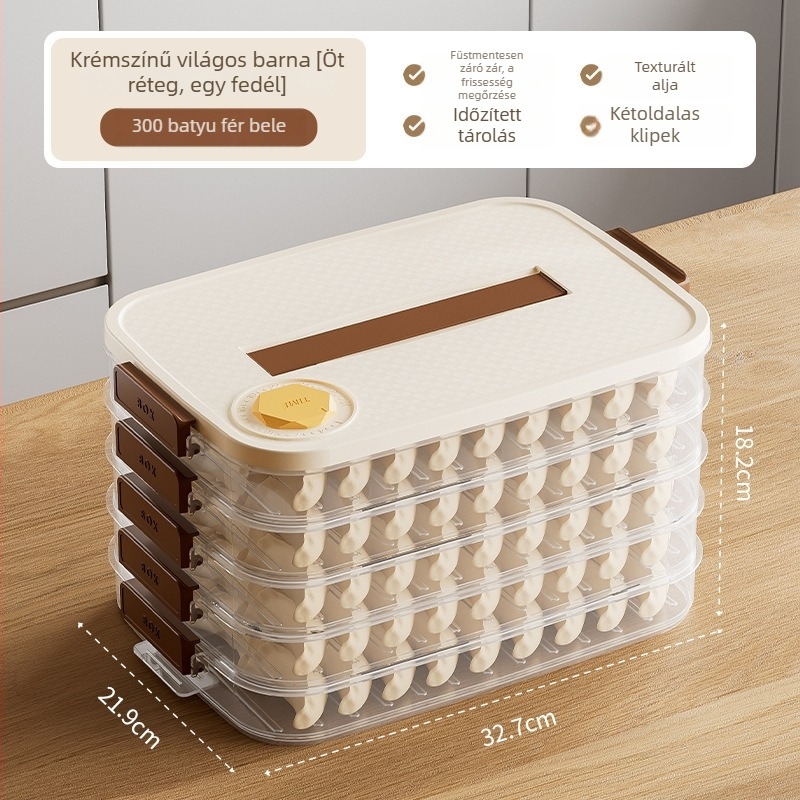 Dumpling tároló doboz - műanyag, egyszerű és modern stílus, fagyasztó/hűtő használatra, porciózás
