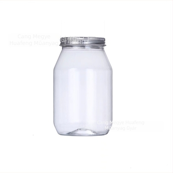 PET átlátszó zárható tárolóedény csomagoláshoz, alumínium fedél, műanyag tartály, 500 ml, modell 65130, Huafeng, eredet Cangzhou