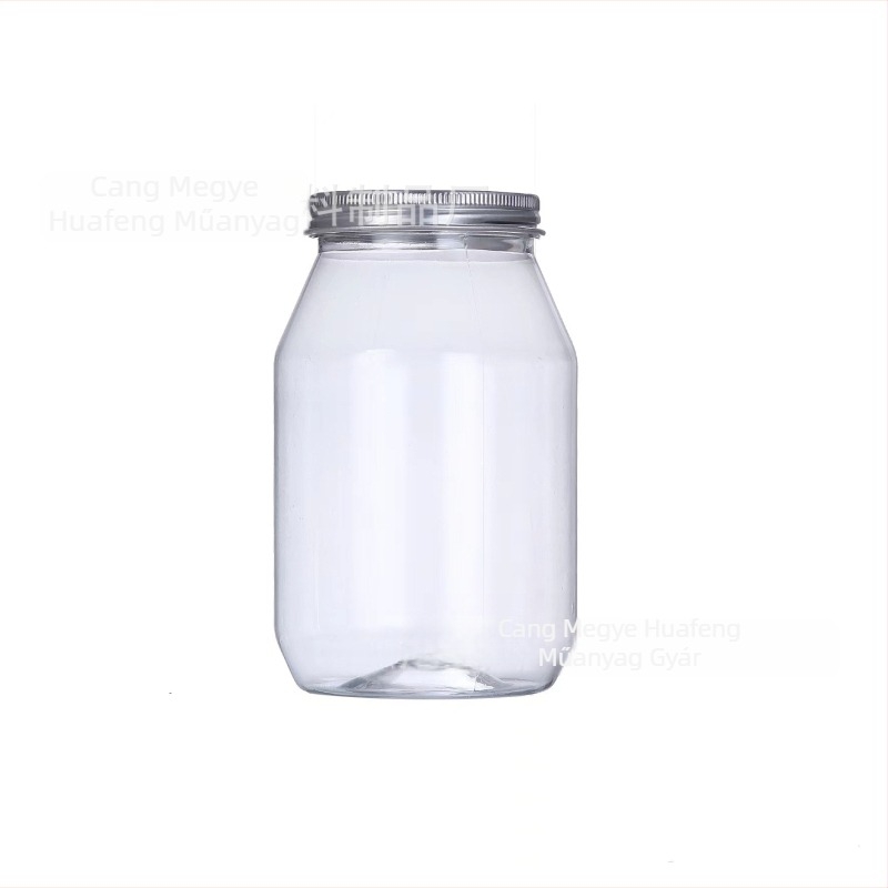 PET átlátszó zárható tárolóedény csomagoláshoz, alumínium fedél, műanyag tartály, 500 ml, modell 65130, Huafeng, eredet Cangzhou