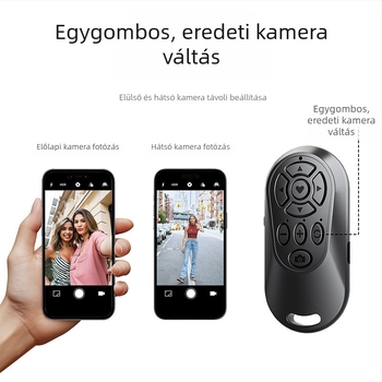 Újratölthető Bluetooth zoomos önarckép-készítő eszköz okostelefonokhoz, távirányítóval fényképezésre, élő közvetítésre, videómegnézésre és oldalak lapozására.