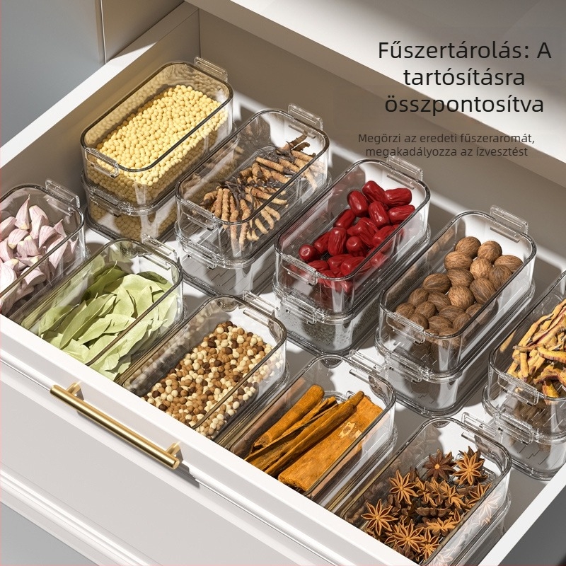 Zárható fűszertároló doboz a konyhába – csillagánizs, fahéj, szárított chili és Sichuan bors tárolására