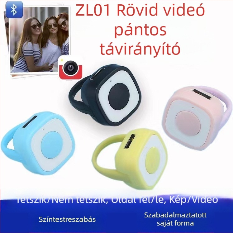 Fingertip Bluetooth ujjgyűrű Selfie-vezérlő Like gombbal és oldalváltóval — Modell Fingertip Praise 01, Bluetooth 5.0, ABS silica gel, kb. 4 g