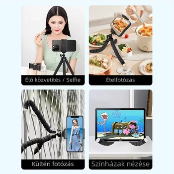 Octopus típusú asztali élő közvetítő állvány mobiltelefonhoz, ABS + hab + alumíniumdrót szerkezettel, testreszabás támogatott