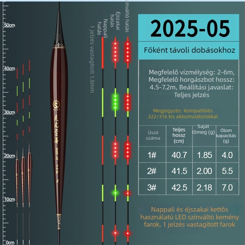 LED elektronikus úszó színt váltó világítással, nappal és éjszaka használható, hosszú dobás nagy halakhoz