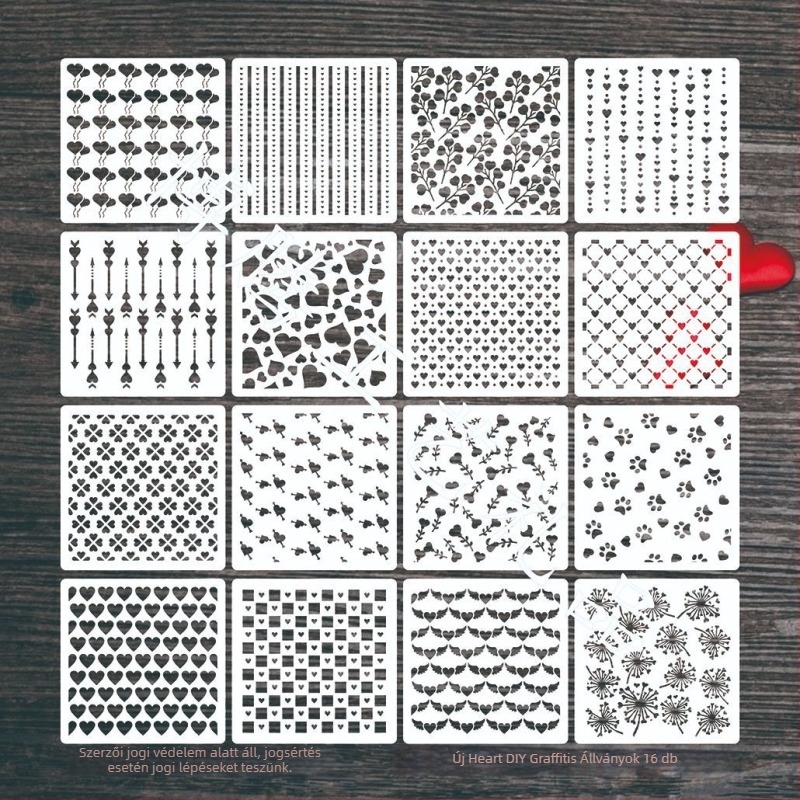 Boteng műanyag DIY festő sablon grafittivel és geometriai mintákkal – üreges rajzlap, segéd a permetezéshez, tesztelés
