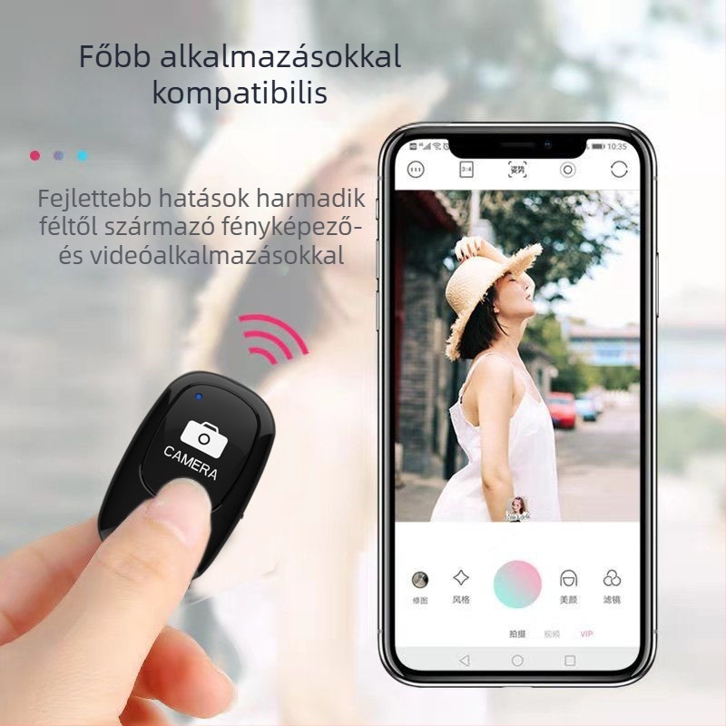ABshutter3 Újratölthető Bluetooth-szelfibot vezeték nélküli telefon-távvezérlővel élő közvetítéshez – ABS test, Bluetooth 5.0, kb. 10 g