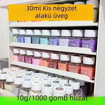 Gyöngy-tároló üveg, PET/PP, csavaros fedél, falvastagság 1 mm, testreszabás elérhető, logó nyomtatás lehetséges