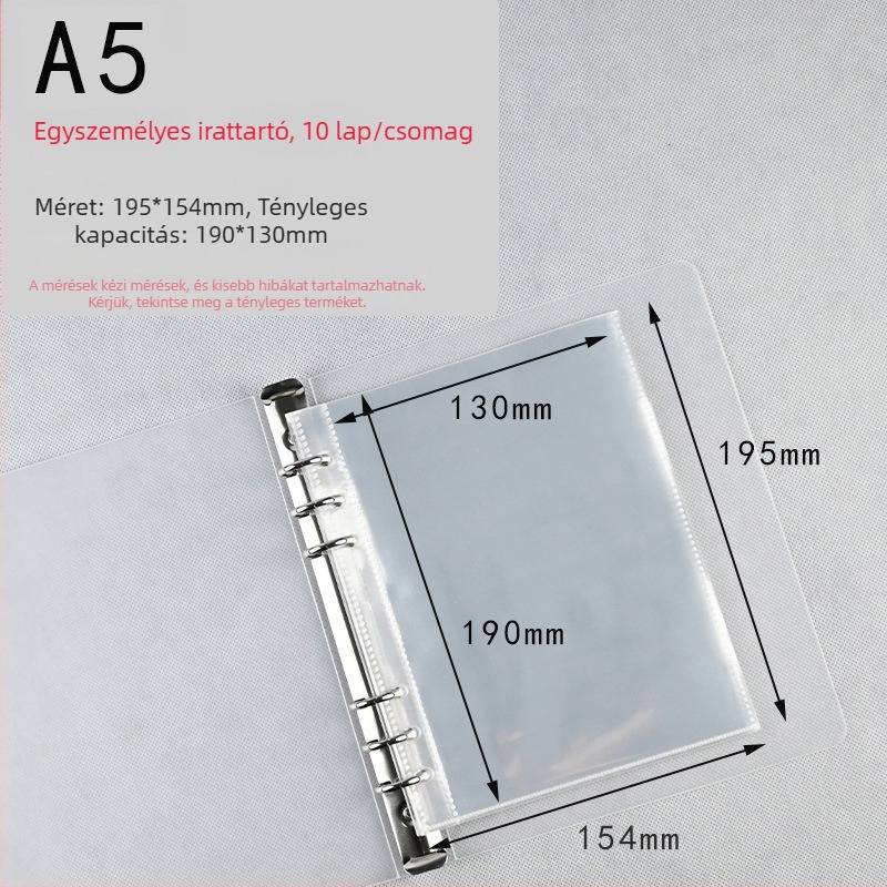 Morning Real 70 matt A4-es 6‑lyukú binder, PP kemény borító, A5 jegyzetfüzet, átlátszó PP tároló táska