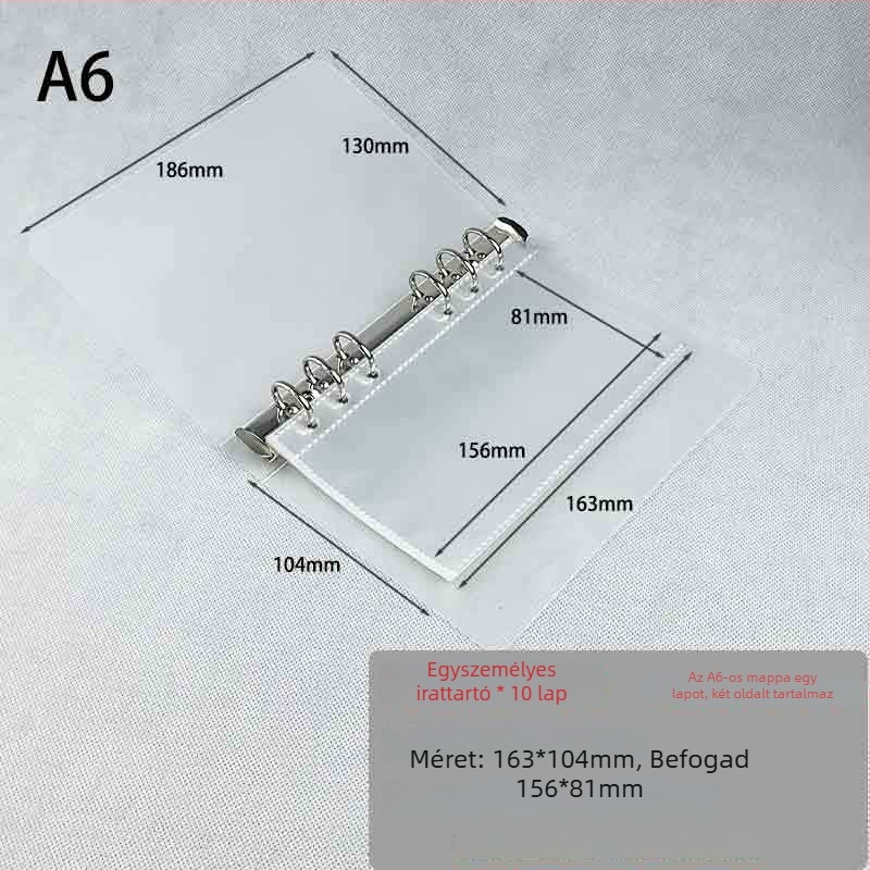 Morning Real 70 matt A4-es 6‑lyukú binder, PP kemény borító, A5 jegyzetfüzet, átlátszó PP tároló táska