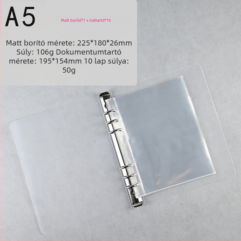 Morning Real 70 matt A4-es 6‑lyukú binder, PP kemény borító, A5 jegyzetfüzet, átlátszó PP tároló táska
