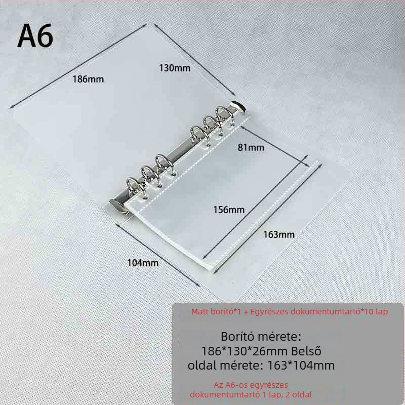 Morning Real 70 matt A4-es 6‑lyukú binder, PP kemény borító, A5 jegyzetfüzet, átlátszó PP tároló táska