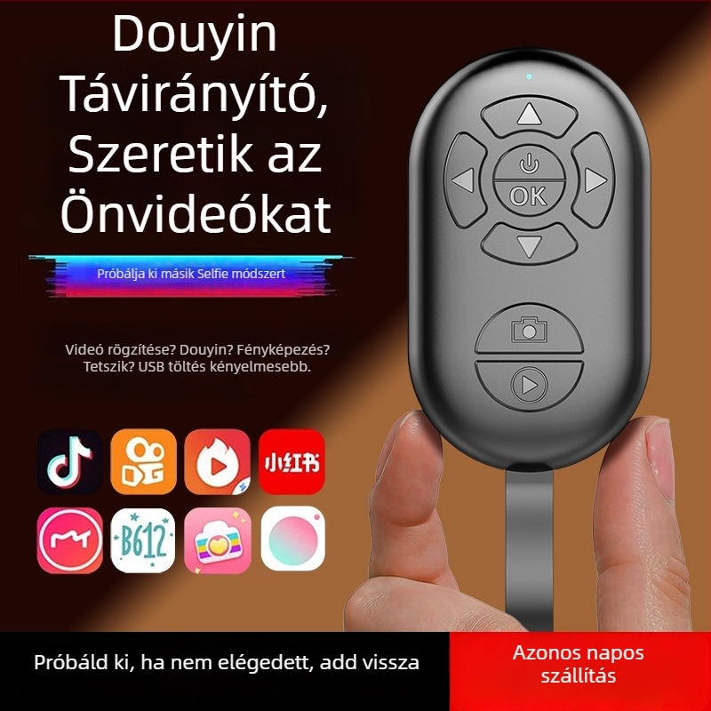 Bluetoothos telefonkamerához tartozó távirányító – Modell G9, Bluetooth 4.0, ABS anyag, 50 g, Megjelenés 2024