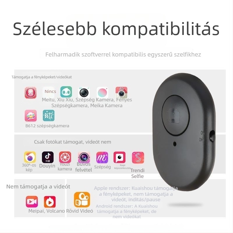 Selfie távvezérlő okostelefonhoz S58, Bluetooth 4.0, ABS anyag, 0,015 kg