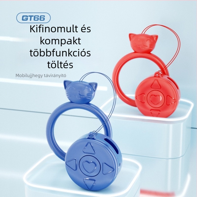 GT66 Bluetooth ujjheggyel rendelkező távirányító TikTokhoz: oldalváltás és kedvelések, ABS, 40 g, Bluetooth 4.2, újra tölthető