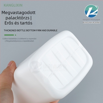 HDPE négyszögletes porflakon flip-top kupakkal és tömítőgyűrűvel, 700 g kapacitás, testátmérő 96 mm, magasság 186 mm