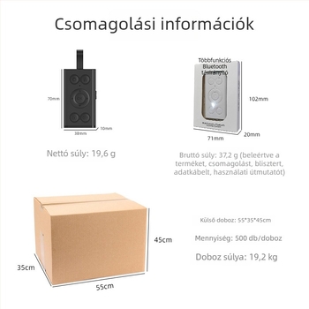 Töltésre képes Bluetooth videó távirányító okostelefonokhoz (Selfie gomb, Like, Oldalváltás) (DY18; BT 4.2; ABS; 35 g)