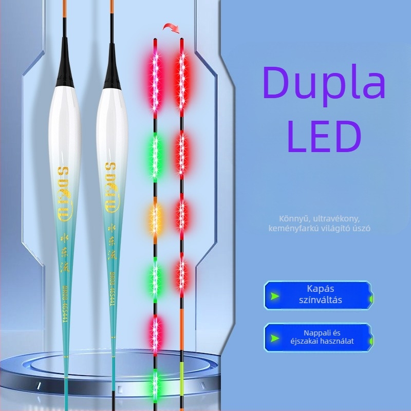 LED világító elektronikus horgászúszó – ultra vékony test, színváltó, nappali/éjszakai használat, nagy érzékenység, vertikális sodrású úszó