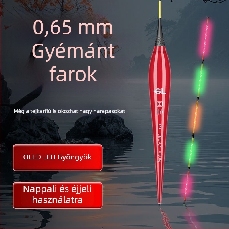 Guolin Sötétben világító OLED horgászúszó — Nano anyag, LED éjjeli világítás, nappali és éjszakai használat