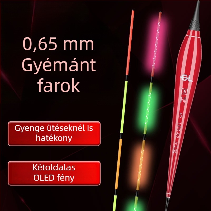 Guolin Sötétben világító OLED horgászúszó — Nano anyag, LED éjjeli világítás, nappali és éjszakai használat