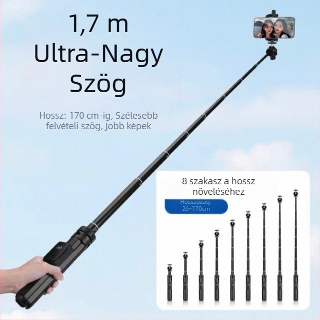 Yunteng 361 Selfie Stick Tripod Pocket3 Stabilizer — alumínium test, Bluetooth távirányító, testreszabás elérhető
