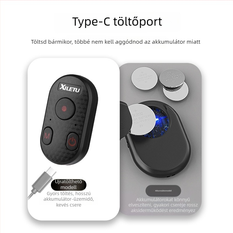 Happy Way XCR-2 Mágneses Bluetooth 4.0 Selfie Távirányító telefonra és GoPro-ra, Újratölthető, ABS