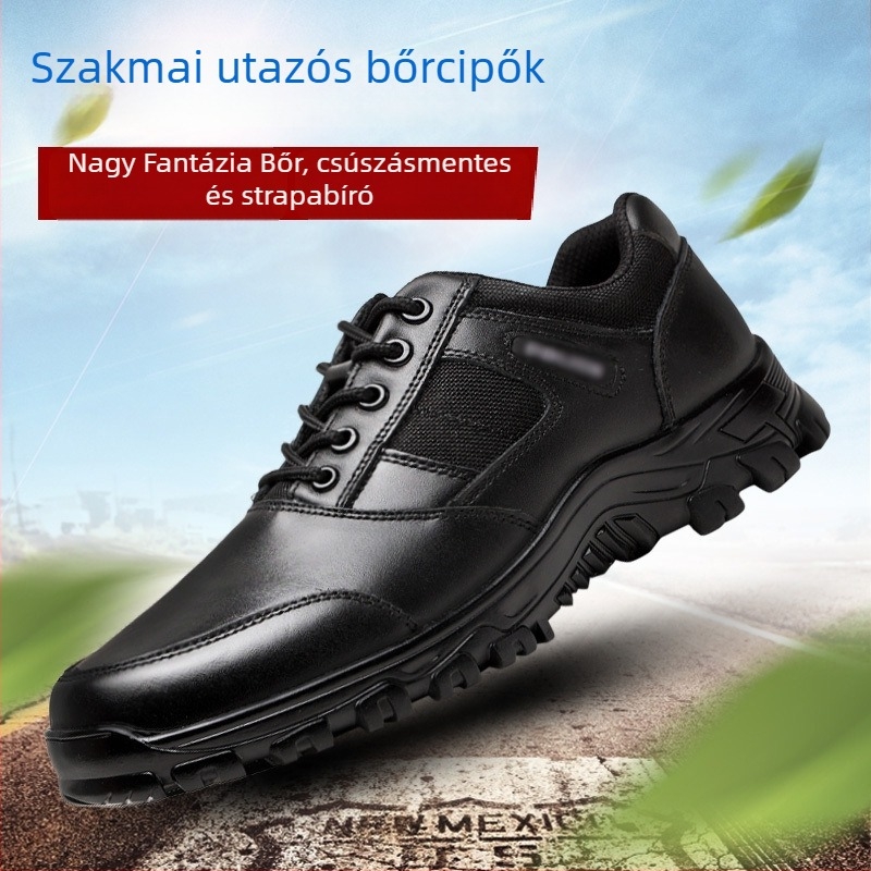 Katonai kiképzésre szánt túracipő, lélegző szintetikus bőrből készült felsőrész, alacsony bokavég, csúszásmentes gumitalp, 1–3 cm-es sarok