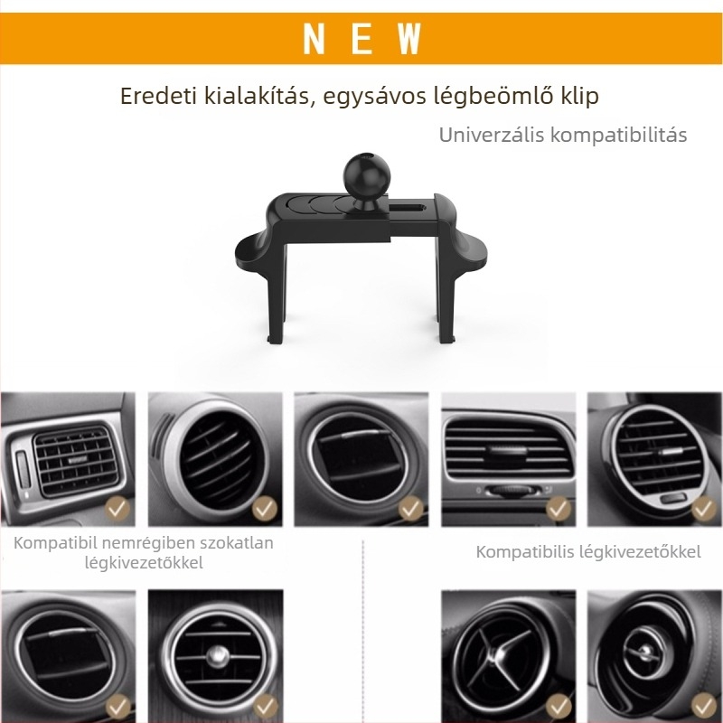 Autóba szerelhető körkörös légcsatornához tartó - műanyag, modell 1229-1, testreszabható, telefon- és navigációs tartó