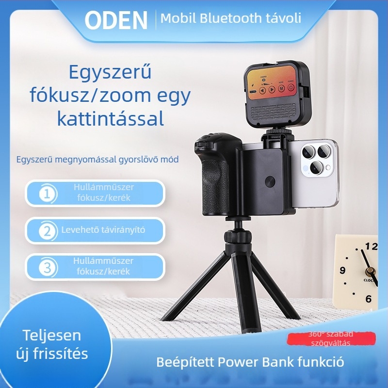 ODEN BK-CH8 Selfie bot tripod Bluetooth távirányítóval, zoom funkcióval, stabilizátorral és hordozható power bankkal