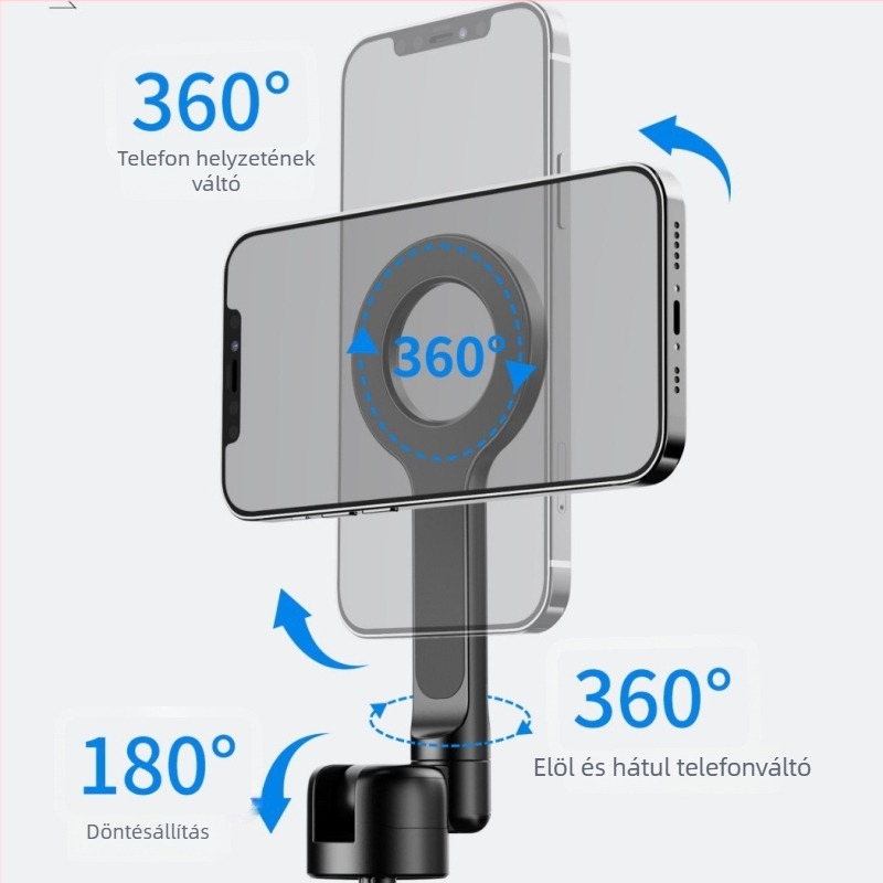 Alumínium ötvözetű Bluetooth-szelfi állvány 360° forgással, távirányítóval és a márka testreszabásának lehetőségével