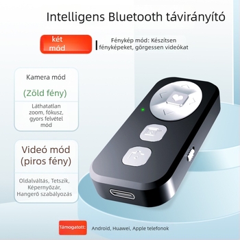 BK-CH2A Bluetooth telefonos távirányító – kettős módú fényképezés (zoom és fókusz), videókezelés és oldalváltás; 15 m hatótávolság; Bluetooth 5.0; kompatibil iOS, Android és HarmonyOS