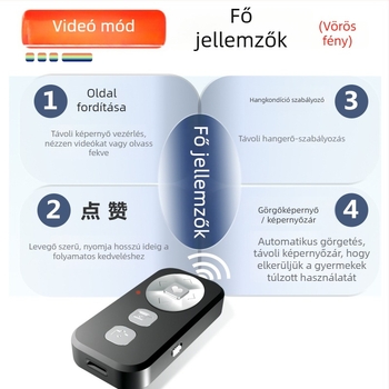 BK-CH2A Bluetooth telefonos távirányító – kettős módú fényképezés (zoom és fókusz), videókezelés és oldalváltás; 15 m hatótávolság; Bluetooth 5.0; kompatibil iOS, Android és HarmonyOS