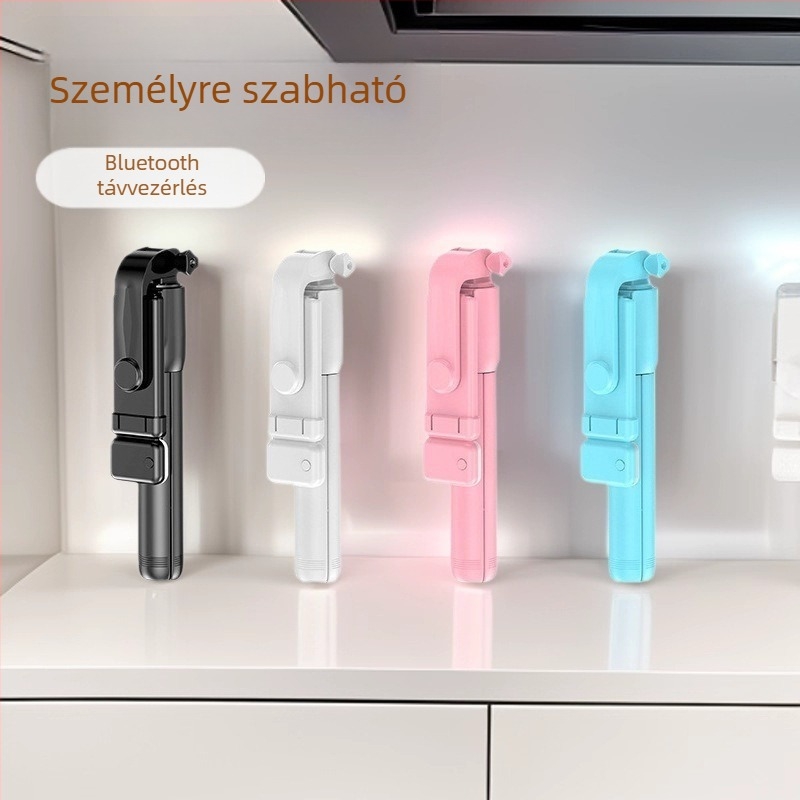 Kibővített selfie pálca telefonhoz – világítás élő közvetítéshez, Bluetooth távirányító, modell R1/R1S