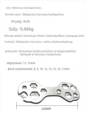 Virág alakú kerékpárjavító kulcs, többfunkciós, fém