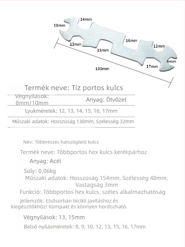 Virág alakú kerékpárjavító kulcs, többfunkciós, fém