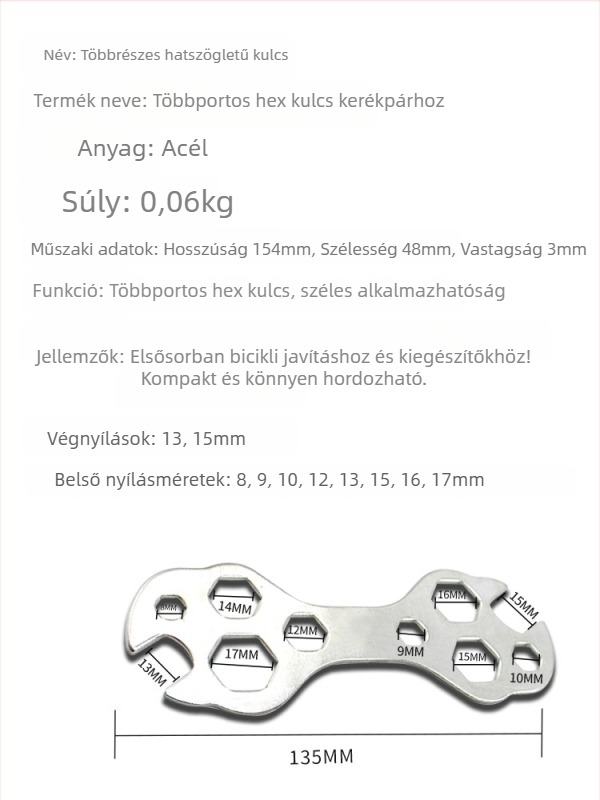 Virág alakú kerékpárjavító kulcs, többfunkciós, fém