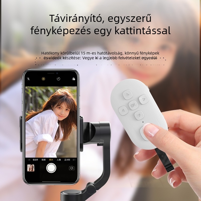 Újratölthető Bluetooth videó távvezérlő Type-C csatlakozóval, 10–15 m hatótávolság, ABS ház, egy kattintásos fotó funkció, Android/iOS kompatibilis