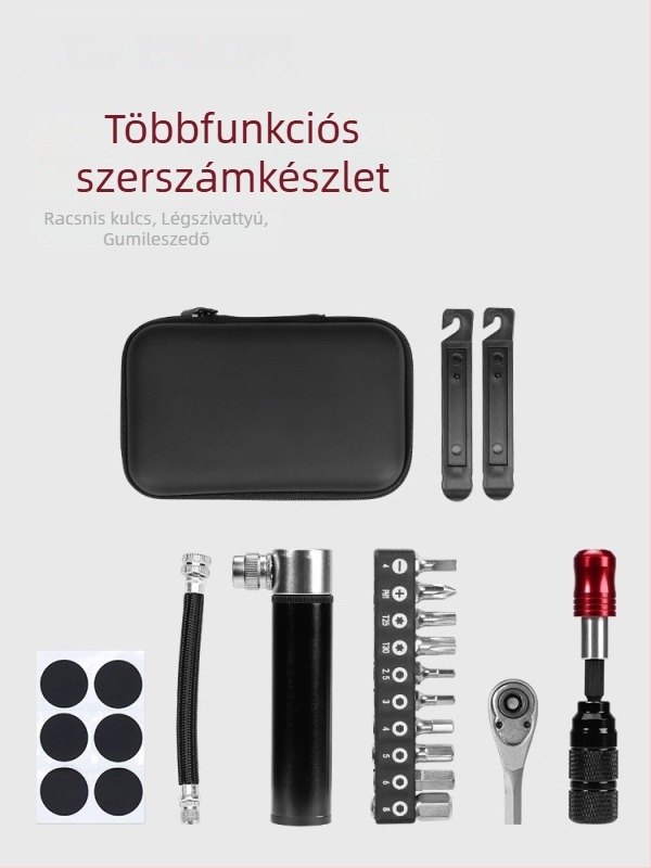 Kerékpár javító készlet pumpával és kulccsal – többfunkciós mountain bike szerszámkészlet