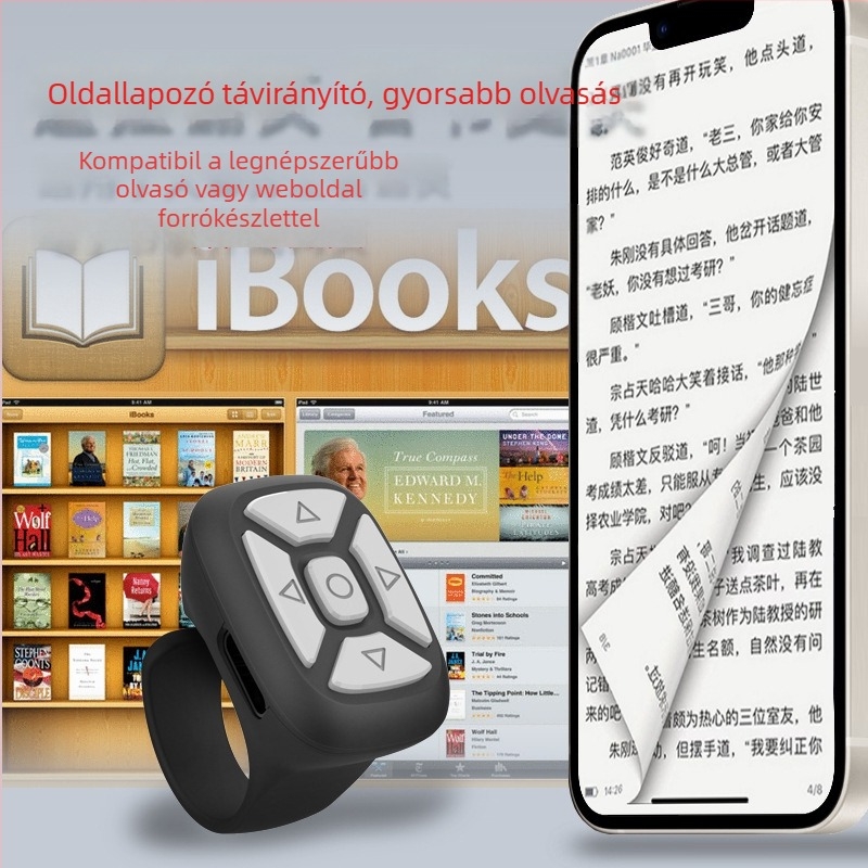 Bluetooth-selfie gyűrűs távirányító alkalmazásvezérléssel, modell S18, Bluetooth 4.0, ABS, tömeg 10 g