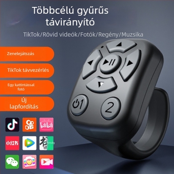 Bluetooth gyűrűs távirányító a szelfikhez — vezeték nélküli gyűrűs vezérlő, modell J-6, Bluetooth 5.0, ABS, tömeg 10 g