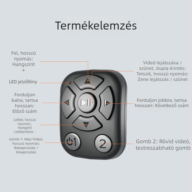 Bluetooth gyűrűs távirányító a szelfikhez — vezeték nélküli gyűrűs vezérlő, modell J-6, Bluetooth 5.0, ABS, tömeg 10 g