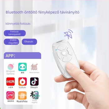 S86 Bluetooth Selfie távirányító okostelefonhoz, modell S86, Bluetooth 4.0, újratölthető polimer akkumulátor, műanyag ház, tömeg 40 g