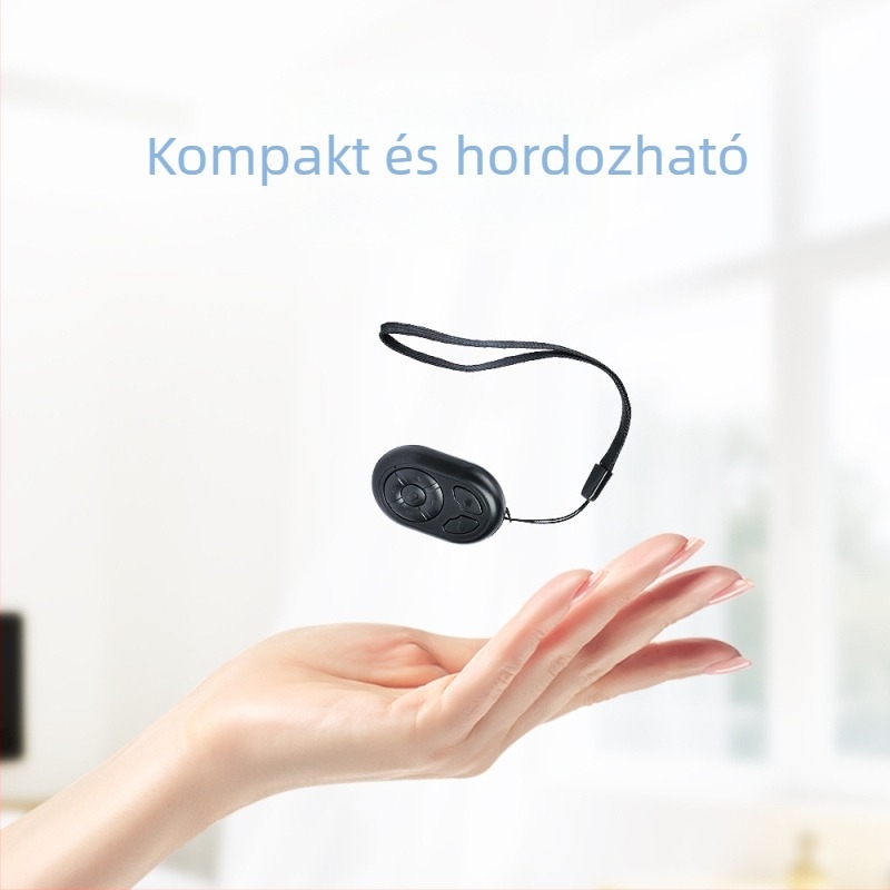 Mobiltelefonos távirányító Bluetooth 4.0-val, selfie-funkcióval, 7 gomb, modell CH-7JYQDC-H, ABS tokozás, tömeg 14 g