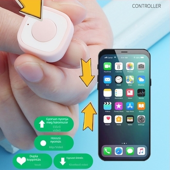 Fingertip Bluetooth kamera távirányító érintéses oldalpörgetés funkcióval, modell zl-01, Bluetooth 4.0, ABS+szilikon, tömeg körülbelül 4 g